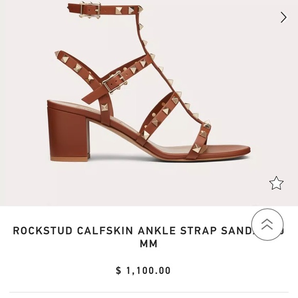 Size 34–US 4/4.5 Valentino Garavani Rockstud Ankle Strap Sandals 60MM Brown - Picture 13 of 14